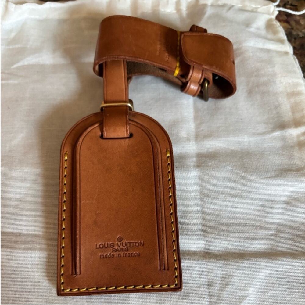 Louis Vuitton Brown Leather Luggage Bag Tag